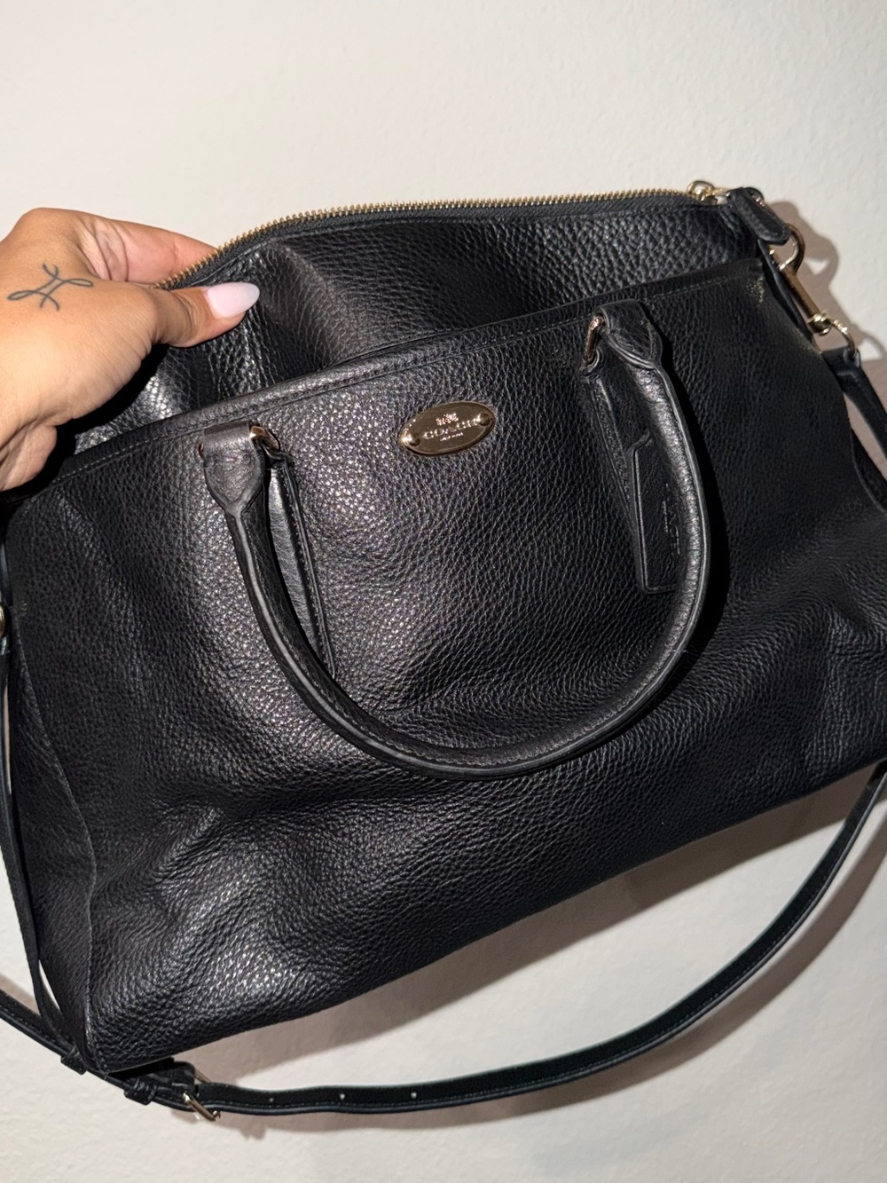 Coach Morgan Black Pebbled Leather Satchel F35185 NWT